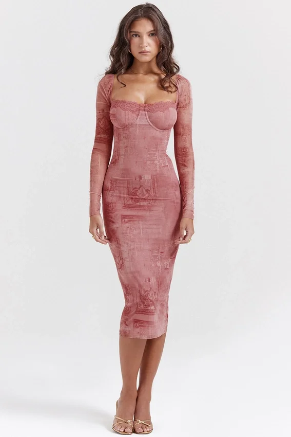 Seraphina Pink Print Corset Dress Seraphina Pink Print Corset Dress