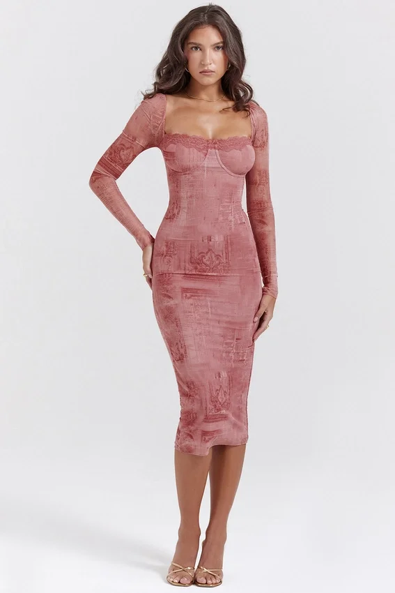 Seraphina Pink Print Corset Dress Seraphina Pink Print Corset Dress