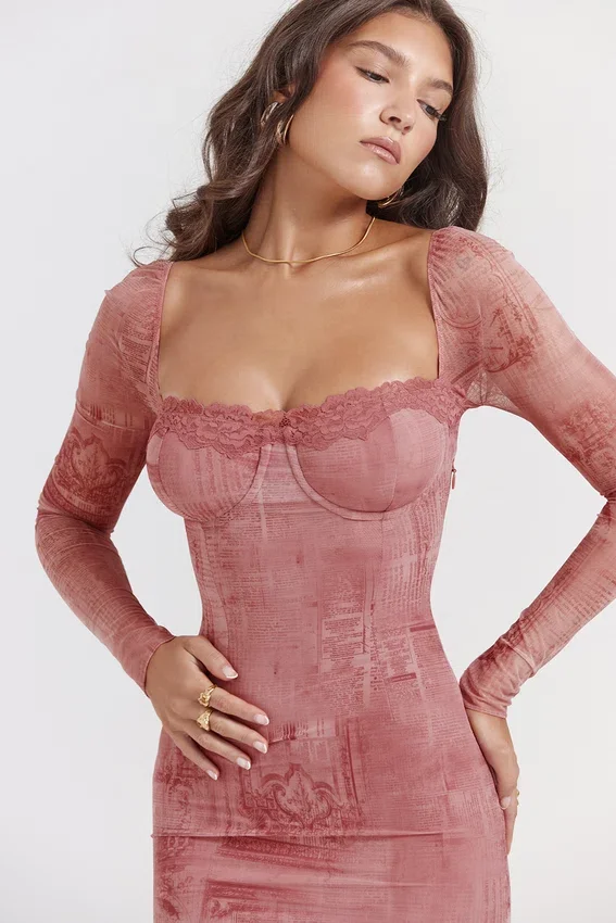 Seraphina Pink Print Corset Dress Seraphina Pink Print Corset Dress