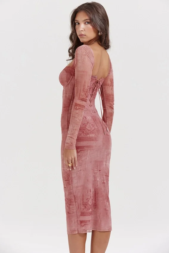 Seraphina Pink Print Corset Dress Seraphina Pink Print Corset Dress