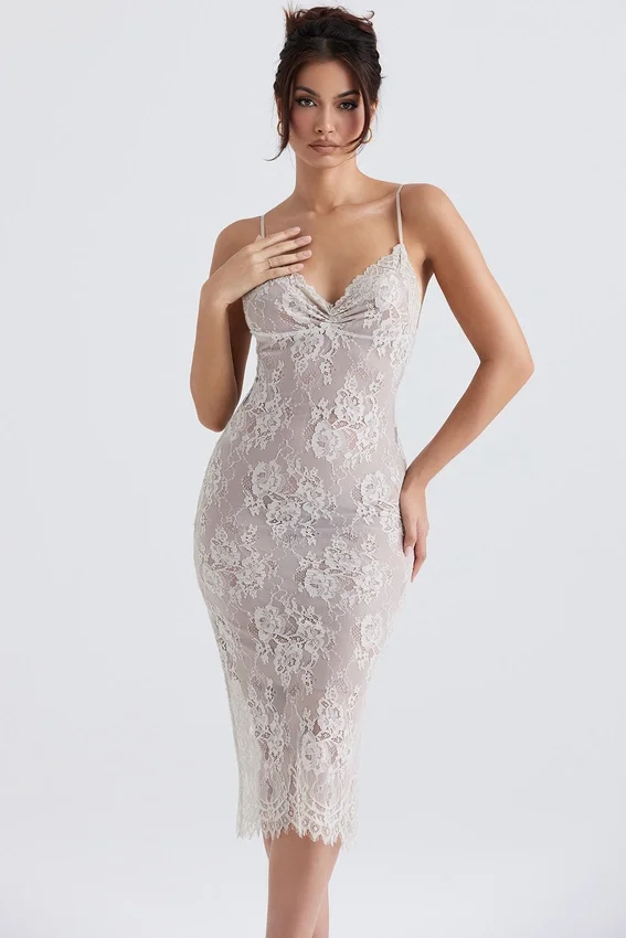 Serelle Antique Ivory Lace Midi Dress Serelle Antique Ivory Lace Midi Dress
