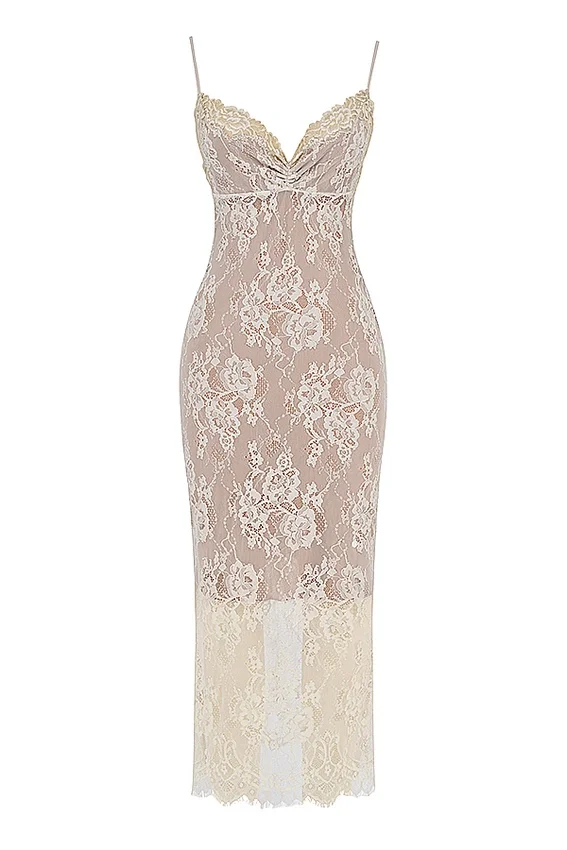 Serelle Antique Ivory Lace Midi Dress Serelle Antique Ivory Lace Midi Dress