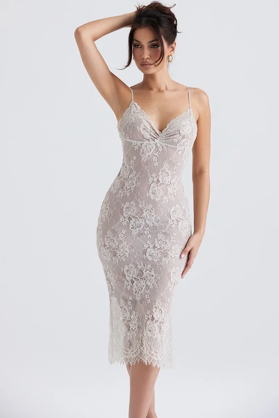 Serelle Antique Ivory Lace Midi Dress Serelle Antique Ivory Lace Midi Dress