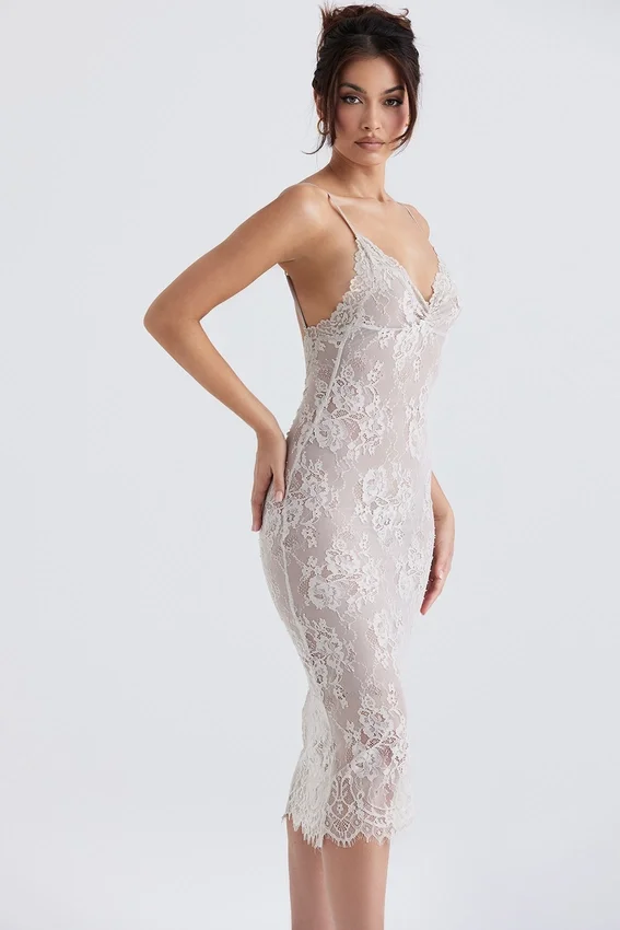Serelle Antique Ivory Lace Midi Dress Serelle Antique Ivory Lace Midi Dress