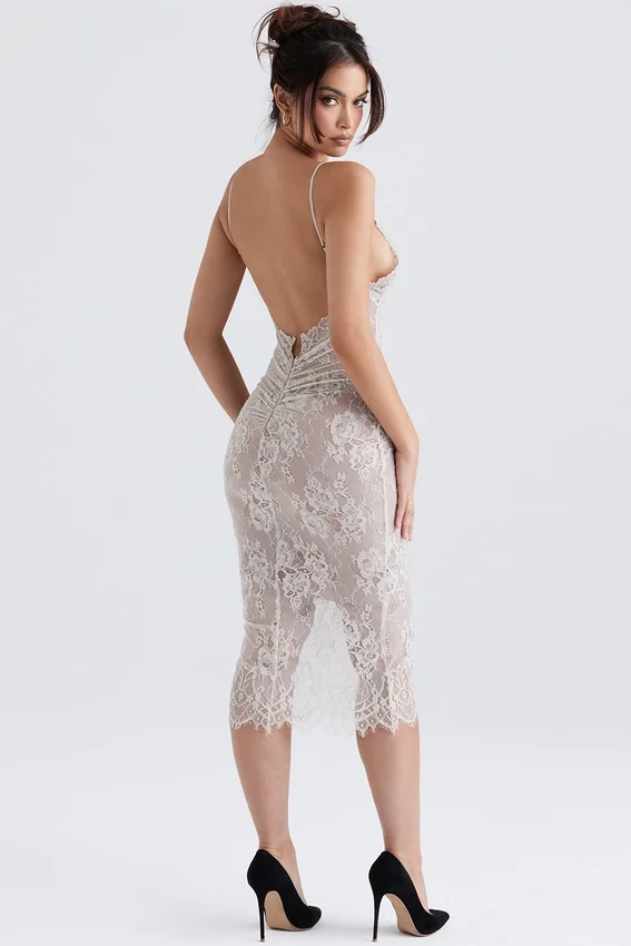 Serelle Antique Ivory Lace Midi Dress Serelle Antique Ivory Lace Midi Dress
