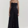 Seren Black Floral Lace Back Maxi Dress Seren Black Floral Lace Back Maxi Dress