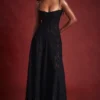 Seren Black Floral Lace Back Maxi Dress Seren Black Floral Lace Back Maxi Dress
