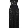 Seren Black Floral Lace Back Maxi Dress Seren Black Floral Lace Back Maxi Dress