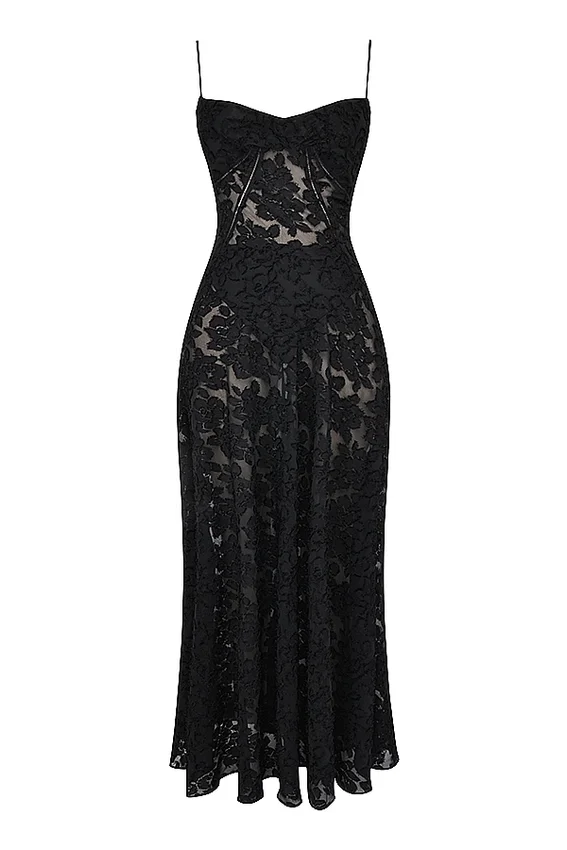 Seren Black Floral Lace Back Maxi Dress Seren Black Floral Lace Back Maxi Dress