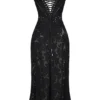 Seren Black Floral Lace Back Maxi Dress Seren Black Floral Lace Back Maxi Dress