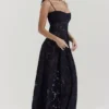 Seren Black Floral Lace Back Maxi Dress Seren Black Floral Lace Back Maxi Dress