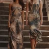 Seren Leopard Hand Beaded Embellished Maxi Dress Seren Leopard Hand Beaded Embellished Maxi Dress