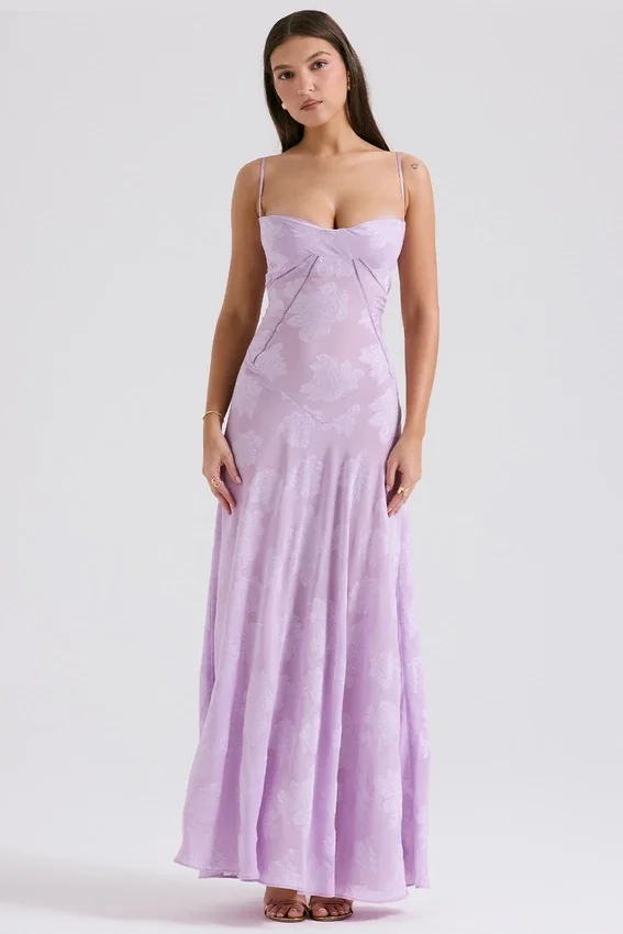 Seren Orchid Floral Lace Back Maxi Dress Seren Orchid Floral Lace Back Maxi Dress