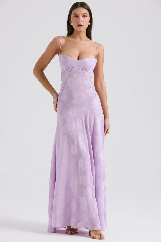 Seren Orchid Floral Lace Back Maxi Dress Seren Orchid Floral Lace Back Maxi Dress