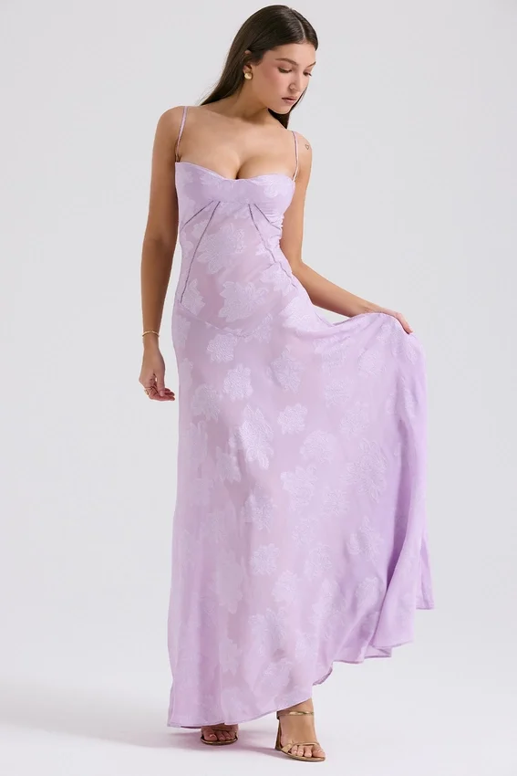 Seren Orchid Floral Lace Back Maxi Dress Seren Orchid Floral Lace Back Maxi Dress