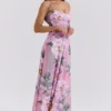 Seren Pink Floral Print Lace Back Maxi Dress Seren Pink Floral Print Lace Back Maxi Dress