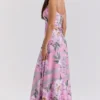 Seren Pink Floral Print Lace Back Maxi Dress Seren Pink Floral Print Lace Back Maxi Dress