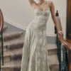 Seren Pistachio Floral Lace Back Maxi Dress Seren Pistachio Floral Lace Back Maxi Dress