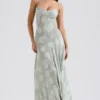 Seren Pistachio Floral Lace Back Maxi Dress Seren Pistachio Floral Lace Back Maxi Dress