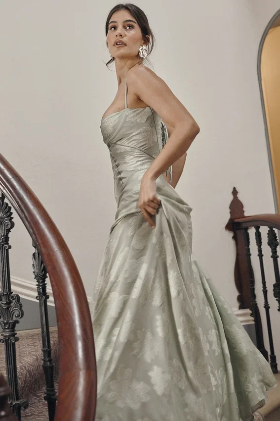 Seren Pistachio Floral Lace Back Maxi Dress Seren Pistachio Floral Lace Back Maxi Dress