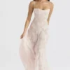 Seren Soft Pink Floral Lace Back Maxi Dress Seren Soft Pink Floral Lace Back Maxi Dress