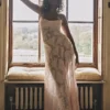 Seren Soft Pink Floral Lace Back Maxi Dress Seren Soft Pink Floral Lace Back Maxi Dress
