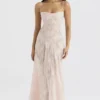 Seren Soft Pink Floral Lace Back Maxi Dress Seren Soft Pink Floral Lace Back Maxi Dress