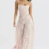 Seren Soft Pink Floral Lace Back Maxi Dress Seren Soft Pink Floral Lace Back Maxi Dress