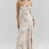 Seren Vanilla Embroidered Hand Beaded Floral Maxi Dress Seren Vanilla Embroidered Hand Beaded Floral Maxi Dress