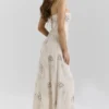 Seren Vanilla Embroidered Hand Beaded Floral Maxi Dress Seren Vanilla Embroidered Hand Beaded Floral Maxi Dress