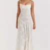 Seren Vintage Cream Floral Lace Back Maxi Dress Seren Vintage Cream Floral Lace Back Maxi Dress