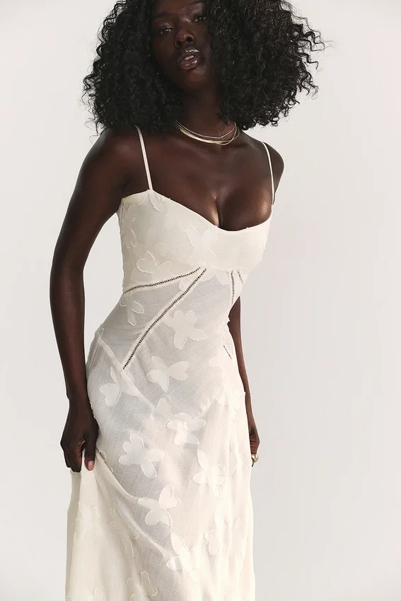 Seren Vintage Cream Floral Lace Back Maxi Dress Seren Vintage Cream Floral Lace Back Maxi Dress