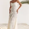 Seren Vintage Cream Floral Lace Back Maxi Dress Seren Vintage Cream Floral Lace Back Maxi Dress