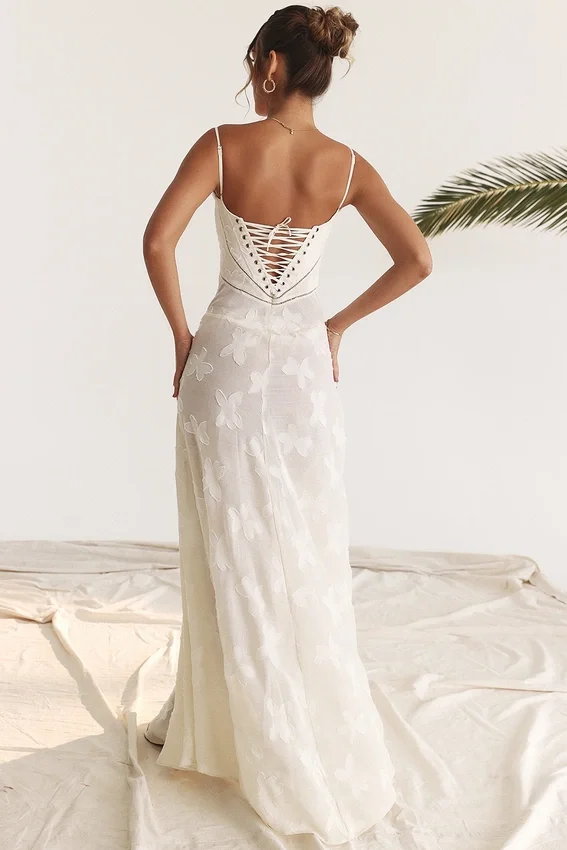 Seren Vintage Cream Floral Lace Back Maxi Dress Seren Vintage Cream Floral Lace Back Maxi Dress