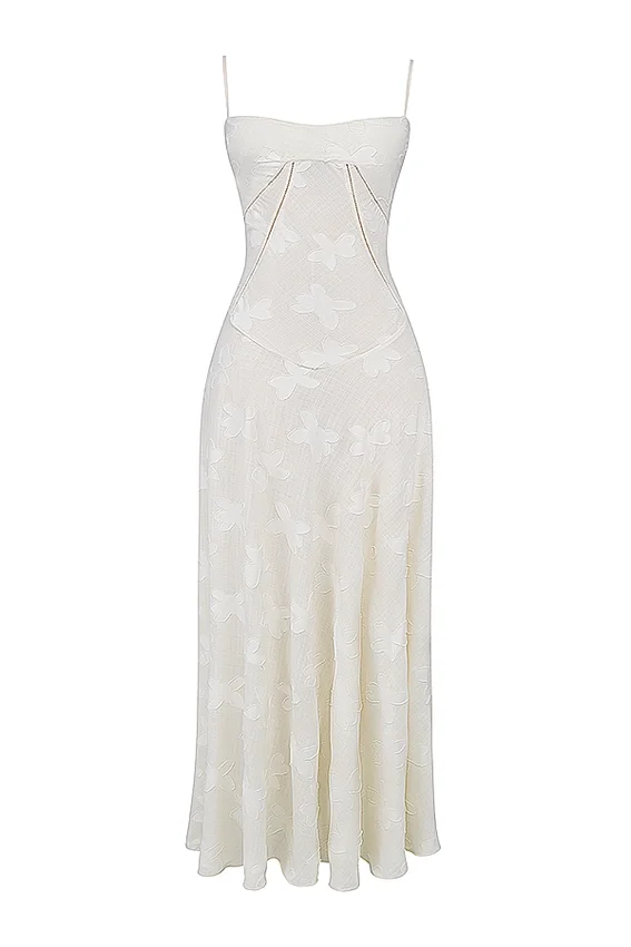 Seren Vintage Cream Floral Lace Back Maxi Dress Seren Vintage Cream Floral Lace Back Maxi Dress
