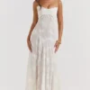 Seren Vintage Cream Floral Lace Back Maxi Dress Seren Vintage Cream Floral Lace Back Maxi Dress