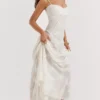 Seren Vintage Cream Floral Lace Back Maxi Dress Seren Vintage Cream Floral Lace Back Maxi Dress