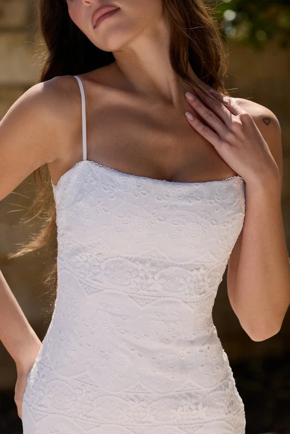 Serenella White Broderie Anglaise Lace Midi Dress Serenella White Broderie Anglaise Lace Midi Dress