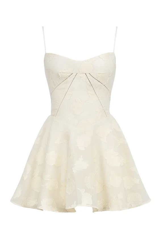 Serenita Vintage Cream Floral Mini Dress Serenita Vintage Cream Floral Mini Dress