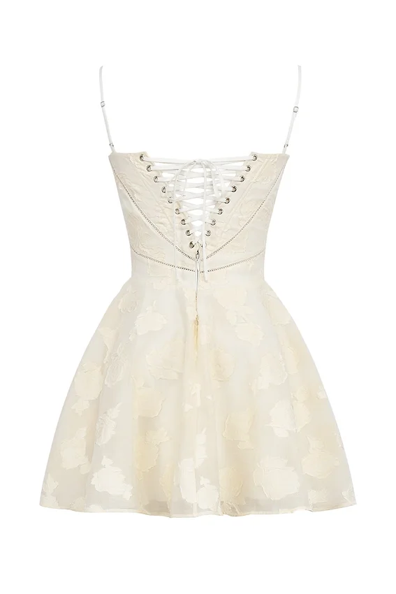 Serenita Vintage Cream Floral Mini Dress Serenita Vintage Cream Floral Mini Dress