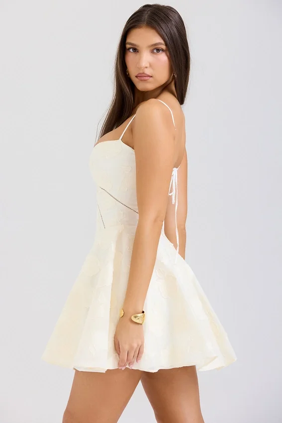 Serenita Vintage Cream Floral Mini Dress Serenita Vintage Cream Floral Mini Dress