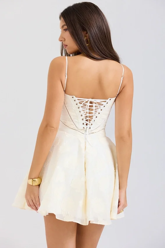 Serenita Vintage Cream Floral Mini Dress Serenita Vintage Cream Floral Mini Dress