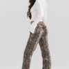 Serina Snake Print Vegan Leather Trousers