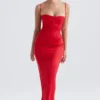 Shani Red Satin Corset Maxi Dress Shani Red Satin Corset Maxi Dress