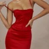 Shani Red Satin Corset Maxi Dress Shani Red Satin Corset Maxi Dress