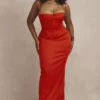 Shani Red Satin Corset Maxi Dress Shani Red Satin Corset Maxi Dress