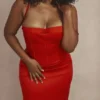 Shani Red Satin Corset Maxi Dress Shani Red Satin Corset Maxi Dress