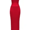 Shani Red Satin Corset Maxi Dress Shani Red Satin Corset Maxi Dress