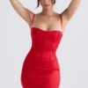 Shani Red Satin Corset Maxi Dress Shani Red Satin Corset Maxi Dress