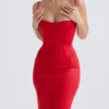 Shani Red Satin Corset Maxi Dress Shani Red Satin Corset Maxi Dress